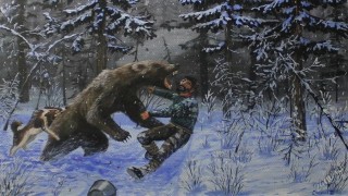 Нападение медведя на охотника